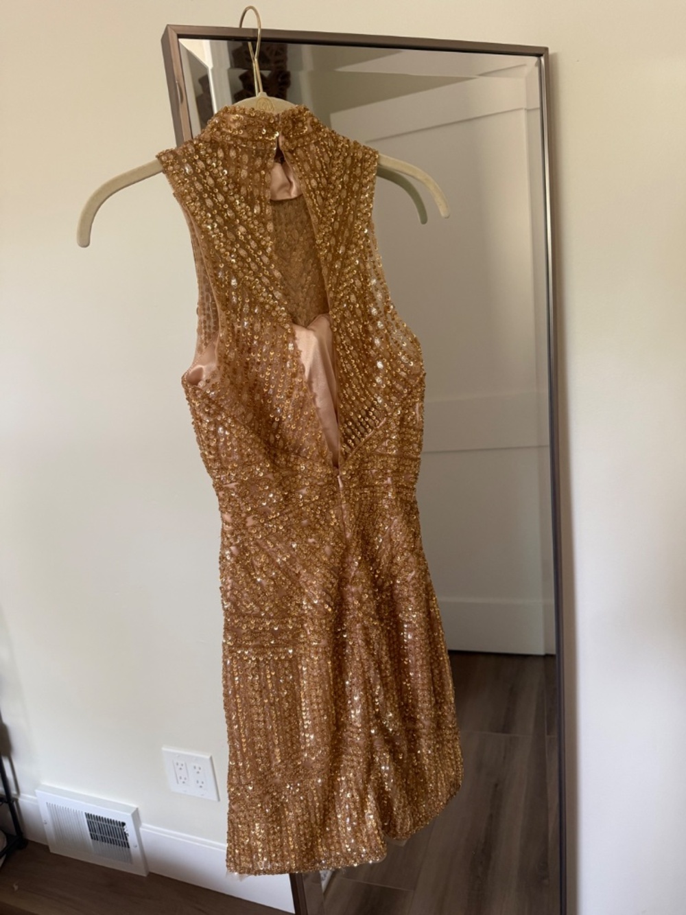 Sherri Hill Gold Beaded High Neck Dress Size 0 | Worn Once - Picture 3 of 3